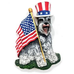 Willabee & Ward‎ Schnauzer Dog Figurine Flag Uncle Sam Hat Refrigerator Magnet